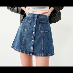BDG Denim Button-Front Skirt